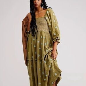 Free People Dahlia Embroidered Maxi Dress